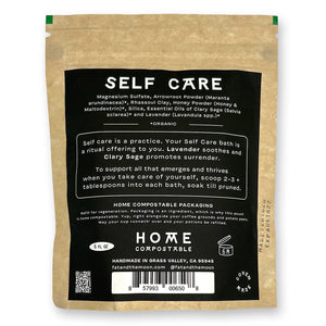 Back of brown kraft pouch with black label.