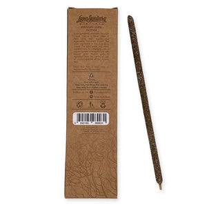 Luna Sundara’s premium Peruvian Copal incense is hand rolled in Peru using high quality and sustainably harvested Copal. The main ingredient in this incense is Copal. The light, sweet, and warm scented resin is pulverized into a coarse powder and combined with Acacia gum. Acacia gum is harvested from the hardened sap of various species of the Acacia tree.
Each stick has a burn time of approximately 90 minutes.