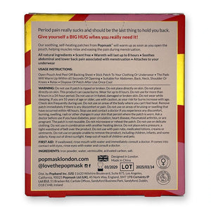 Back of box. Light-brown, red, and yellow.