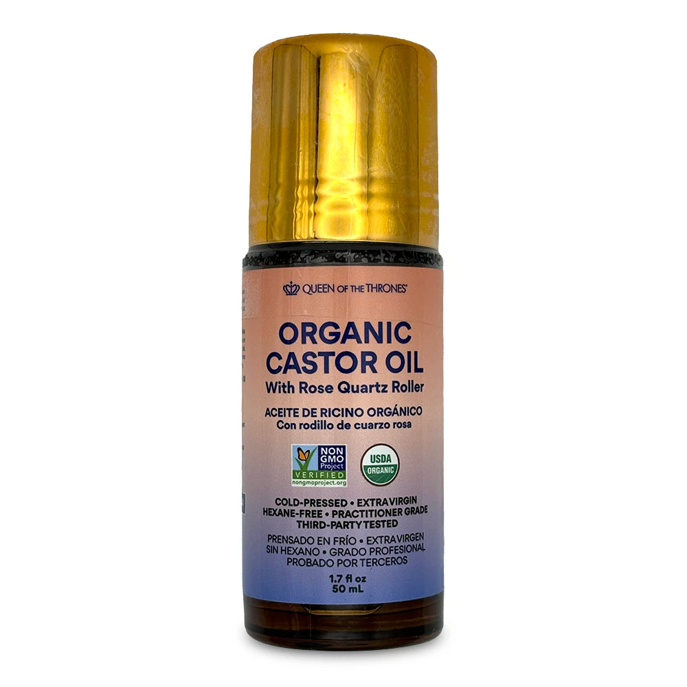 Queen of Thrones Genuine Organic Castor Oil Rose Quartz Roll-On